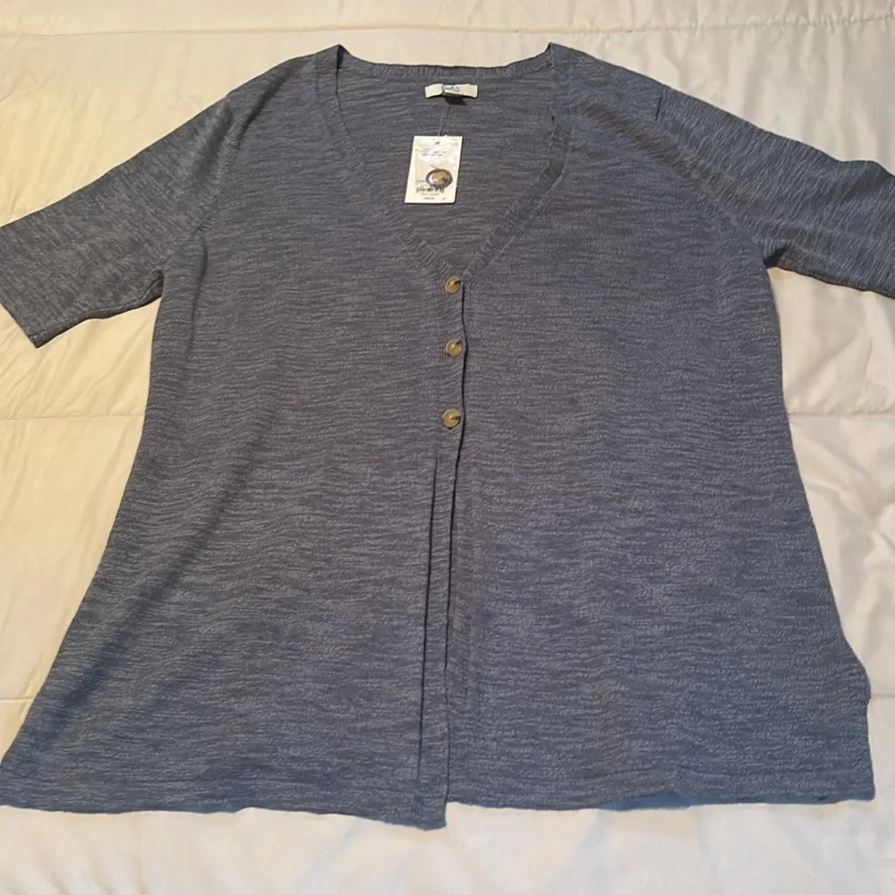 Croft & Barrow blue Short Sleeve Button Down Cardigan Size M NWT